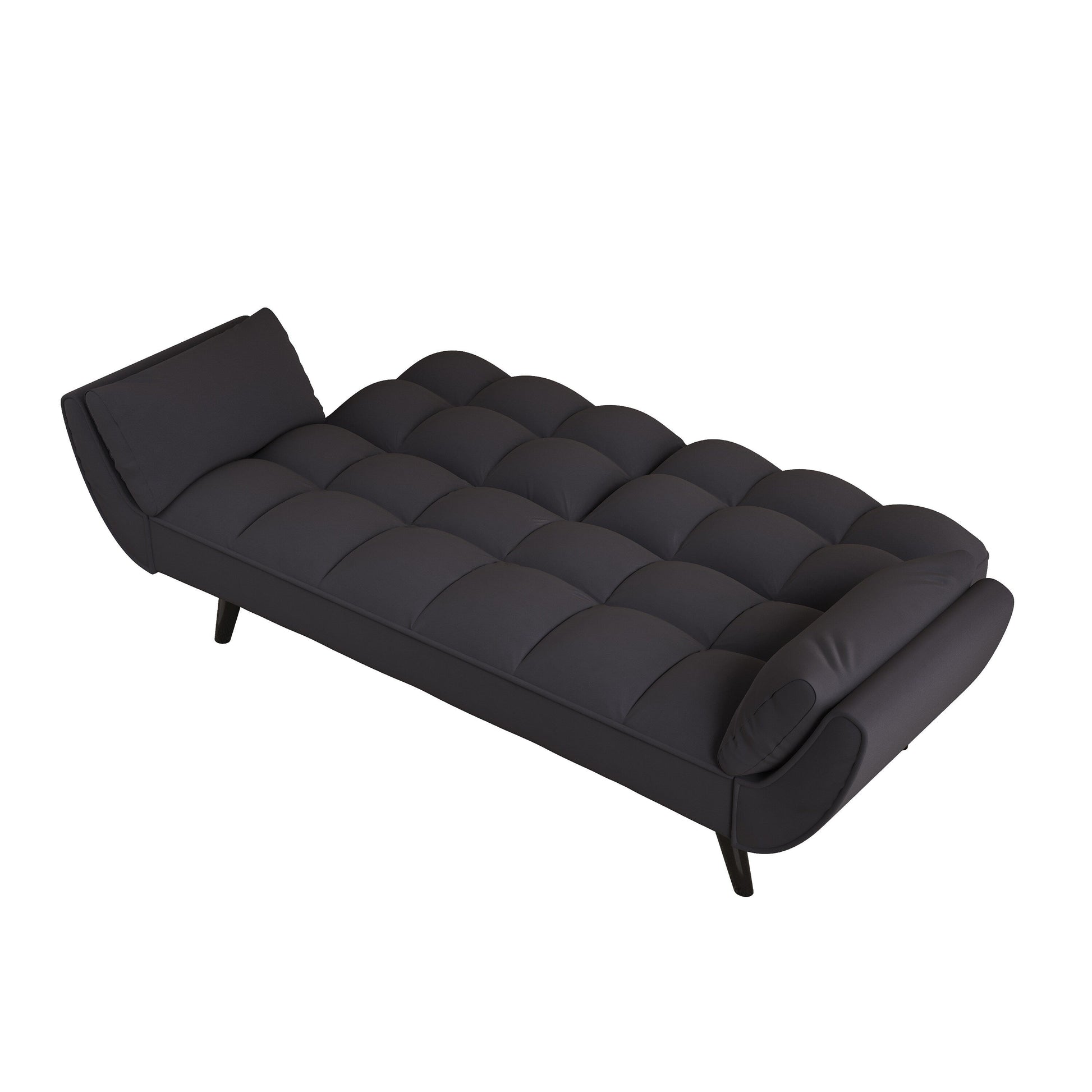 Canapé convertible 2 places en velours 57 avec dossier et accoudoirs réglables, idéal pour les petits espaces.