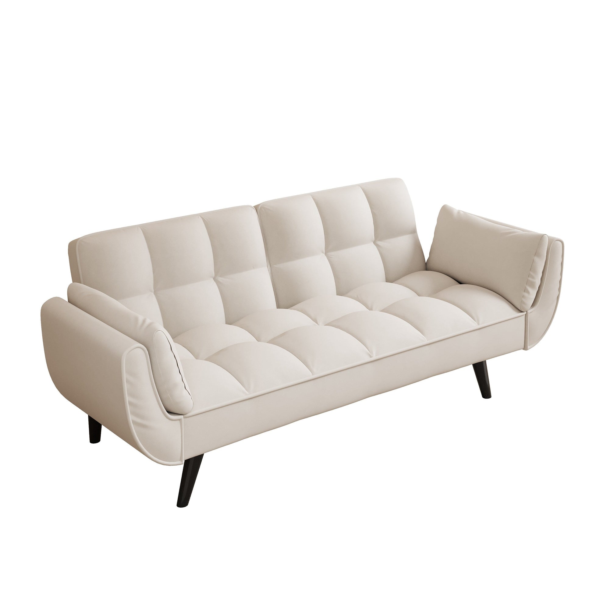 Canapé convertible 2 places en velours 57 avec dossier et accoudoirs réglables, idéal pour les petits espaces.