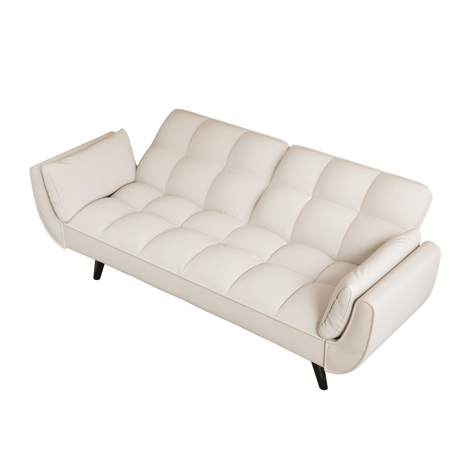 Canapé convertible 2 places en velours 57 avec dossier et accoudoirs réglables, idéal pour les petits espaces.