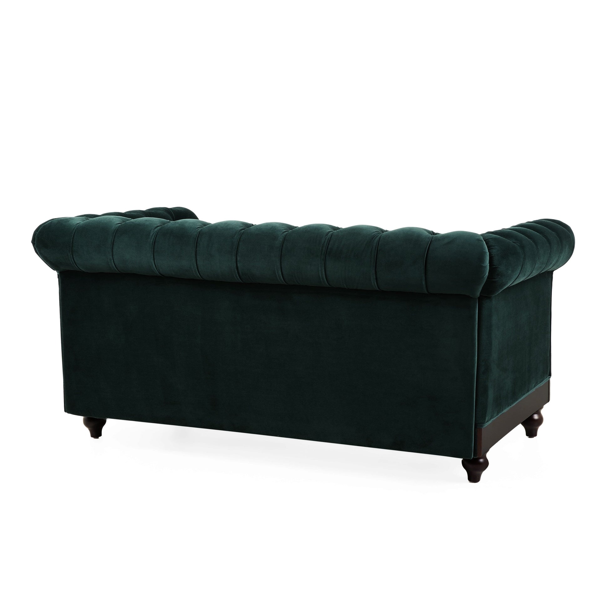 59.44 Velvet Chesterfield Loveseat Sofa with Rolled Arms, Tufted Backrest and 600LB Capacity