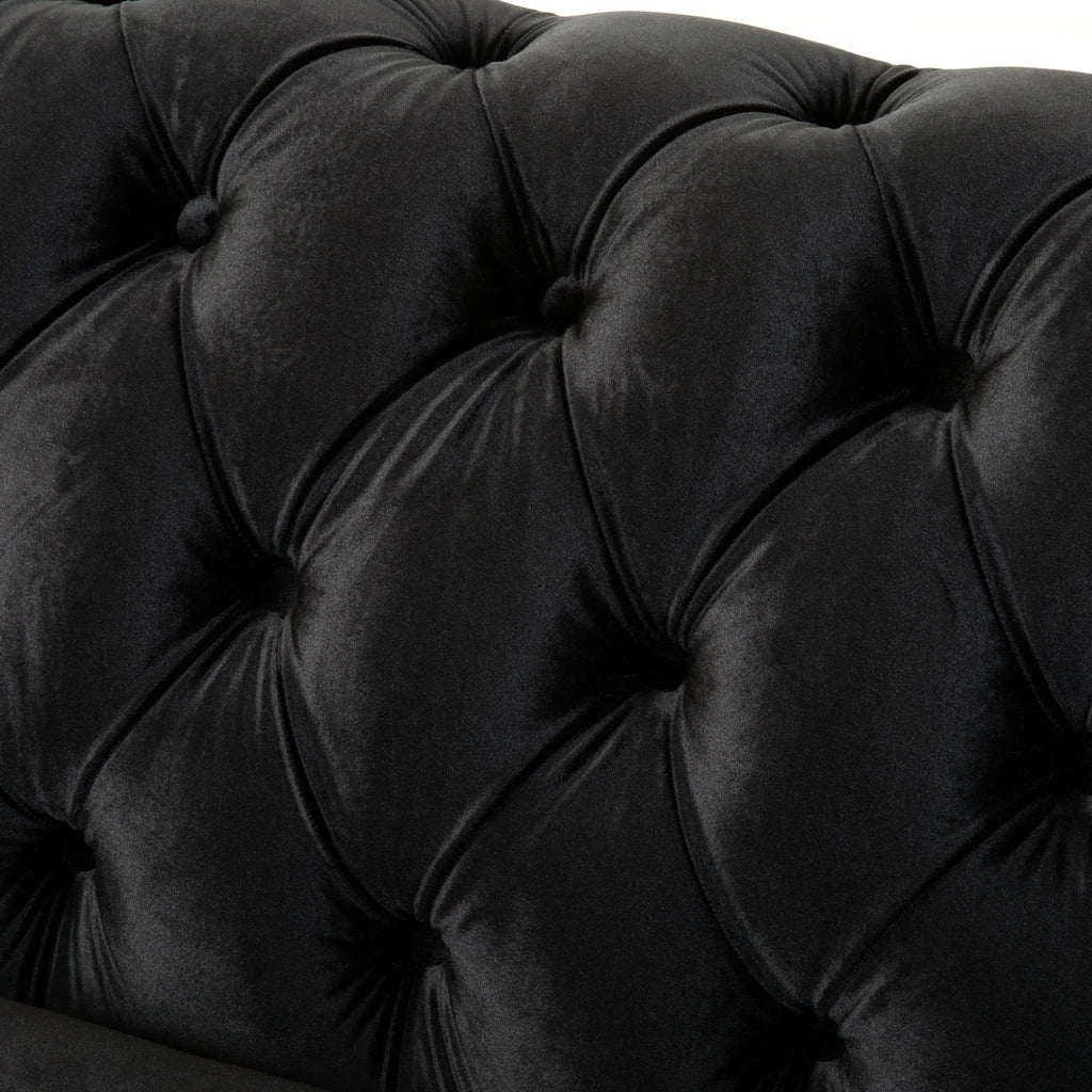59.44 Velvet Chesterfield Loveseat Sofa with Rolled Arms, Tufted Backrest and 600LB Capacity