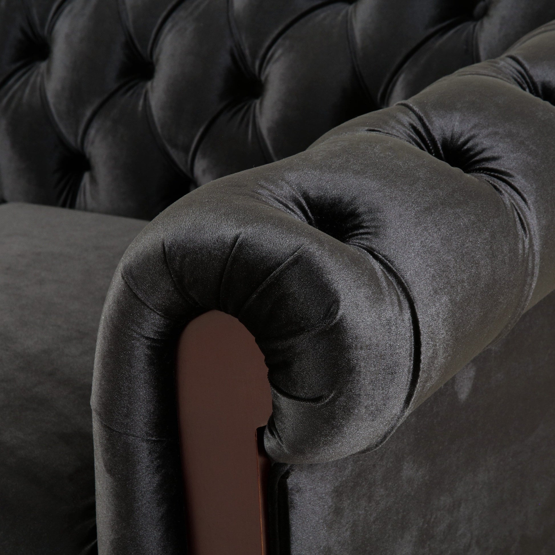59.44 Velvet Chesterfield Loveseat Sofa with Rolled Arms, Tufted Backrest and 600LB Capacity