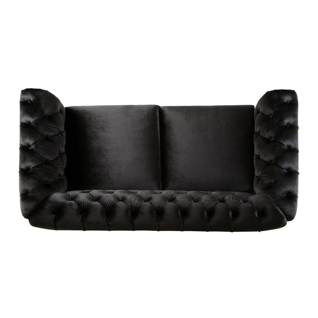59.44 Velvet Chesterfield Loveseat Sofa with Rolled Arms, Tufted Backrest and 600LB Capacity