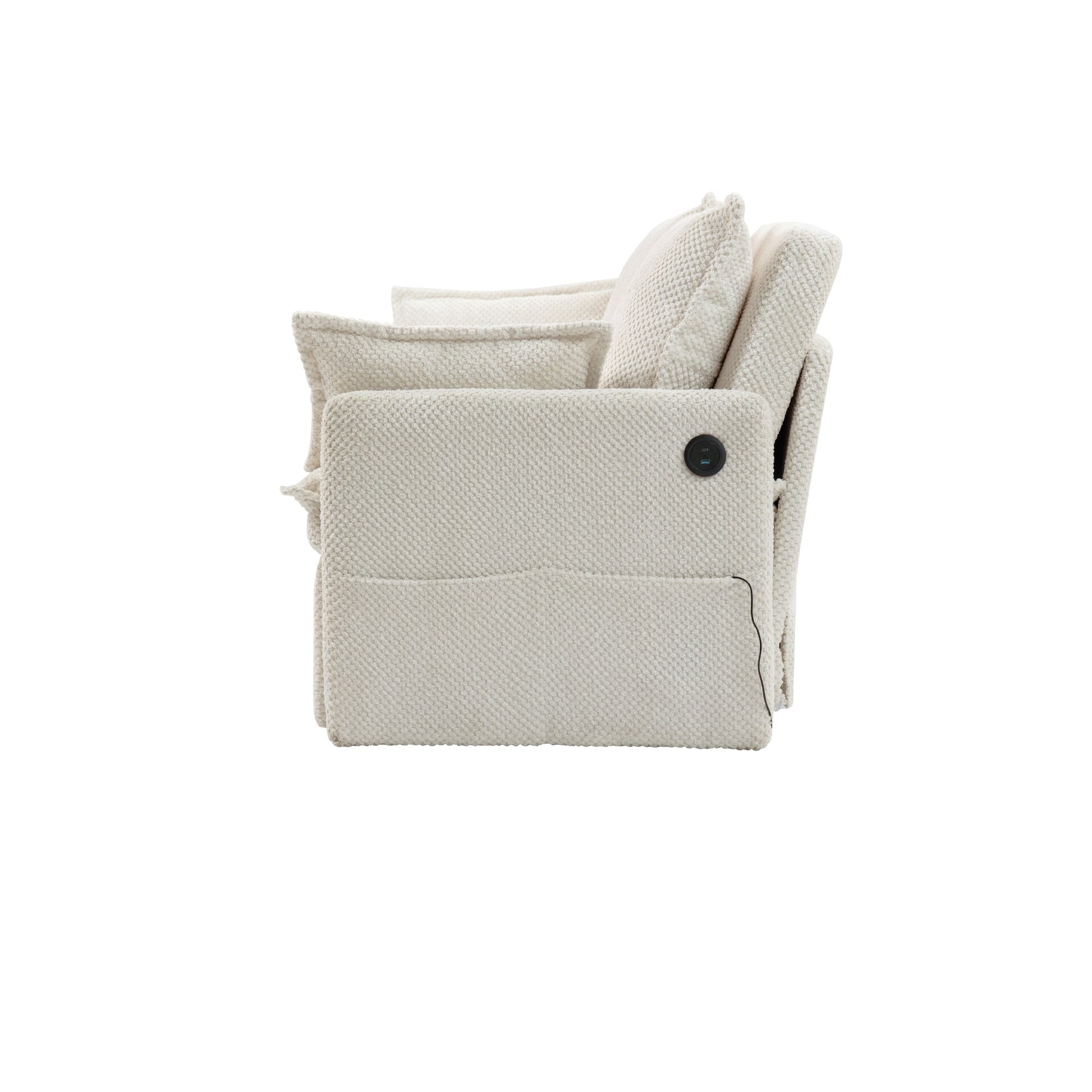 59.5 Corduroy Convertible Sofa Bed with Pull-Out Sleeper, USB/C-Type Charging Ports, and Side Storage