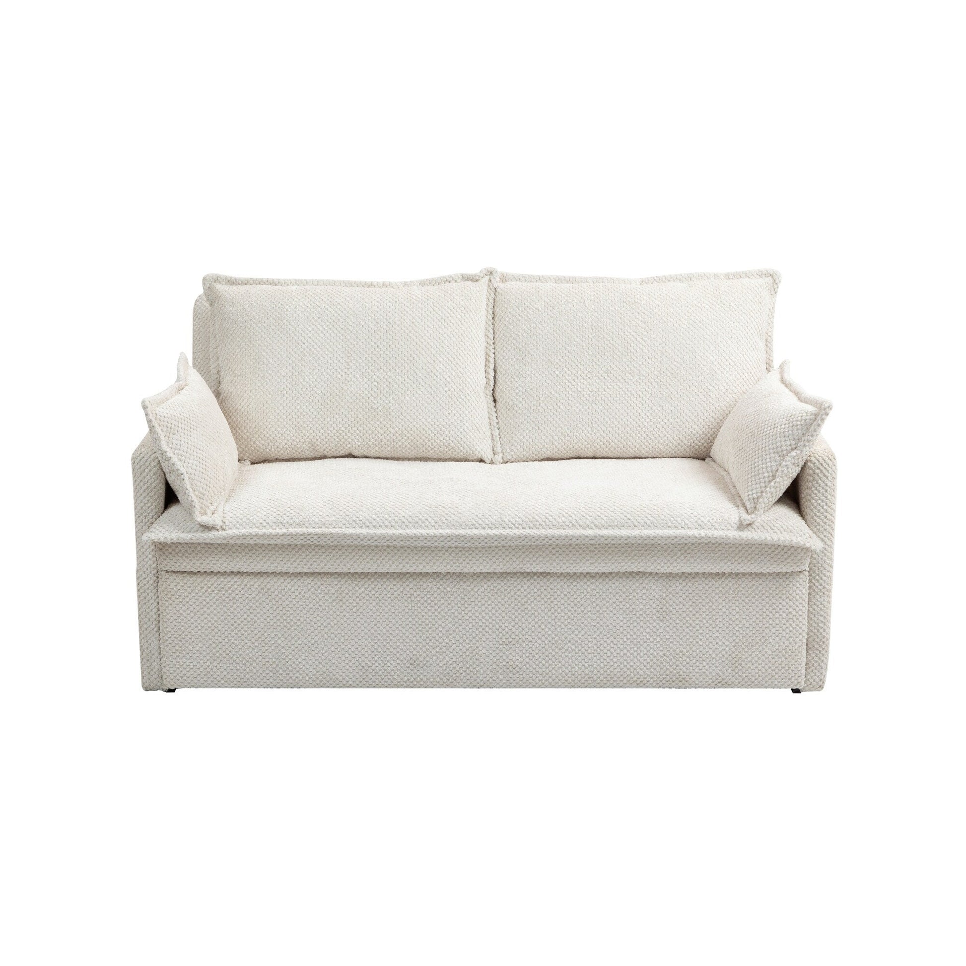 59.5 Corduroy Convertible Sofa Bed with Pull-Out Sleeper, USB/C-Type Charging Ports, and Side Storage