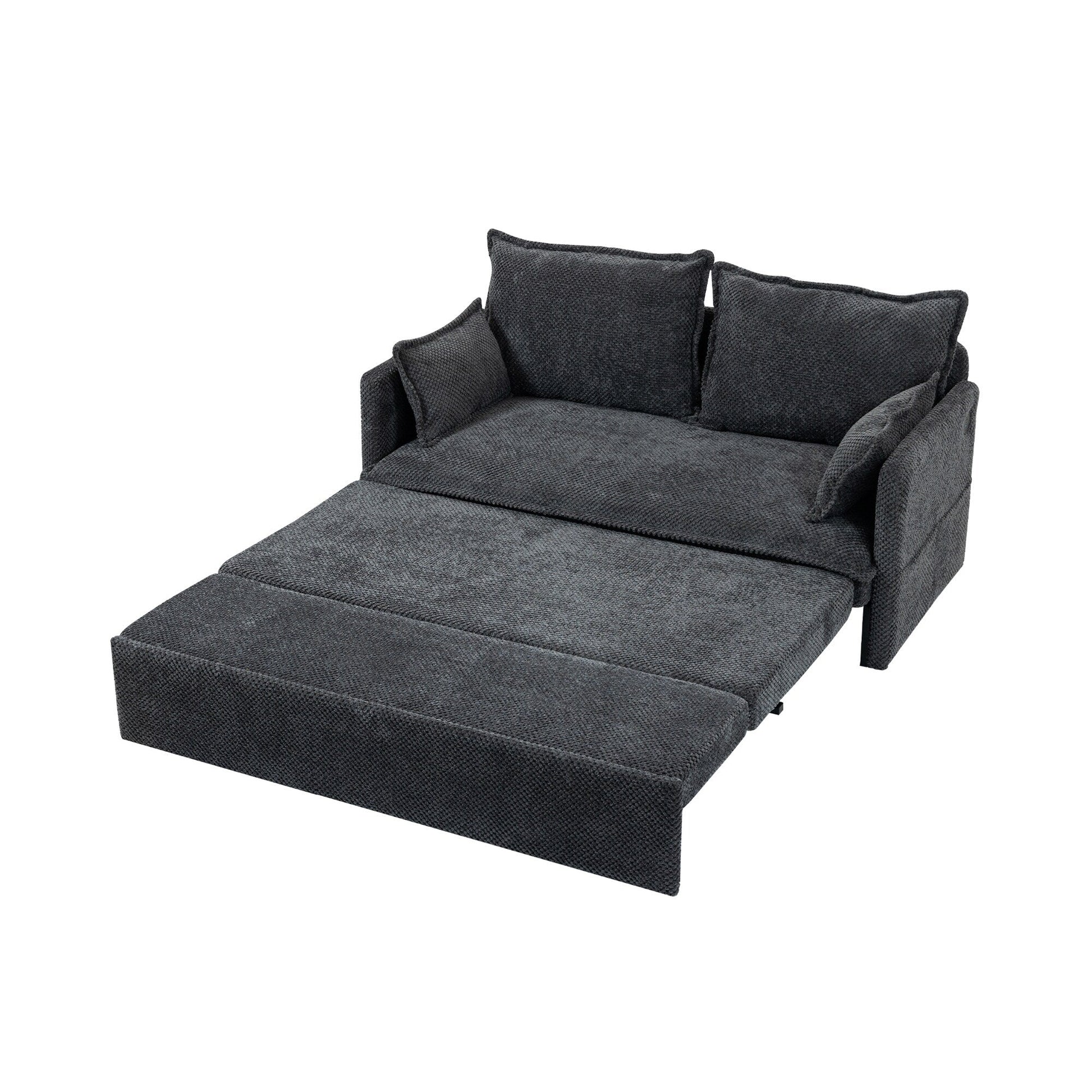 59.5 Corduroy Convertible Sofa Bed with Pull-Out Sleeper, USB/C-Type Charging Ports, and Side Storage