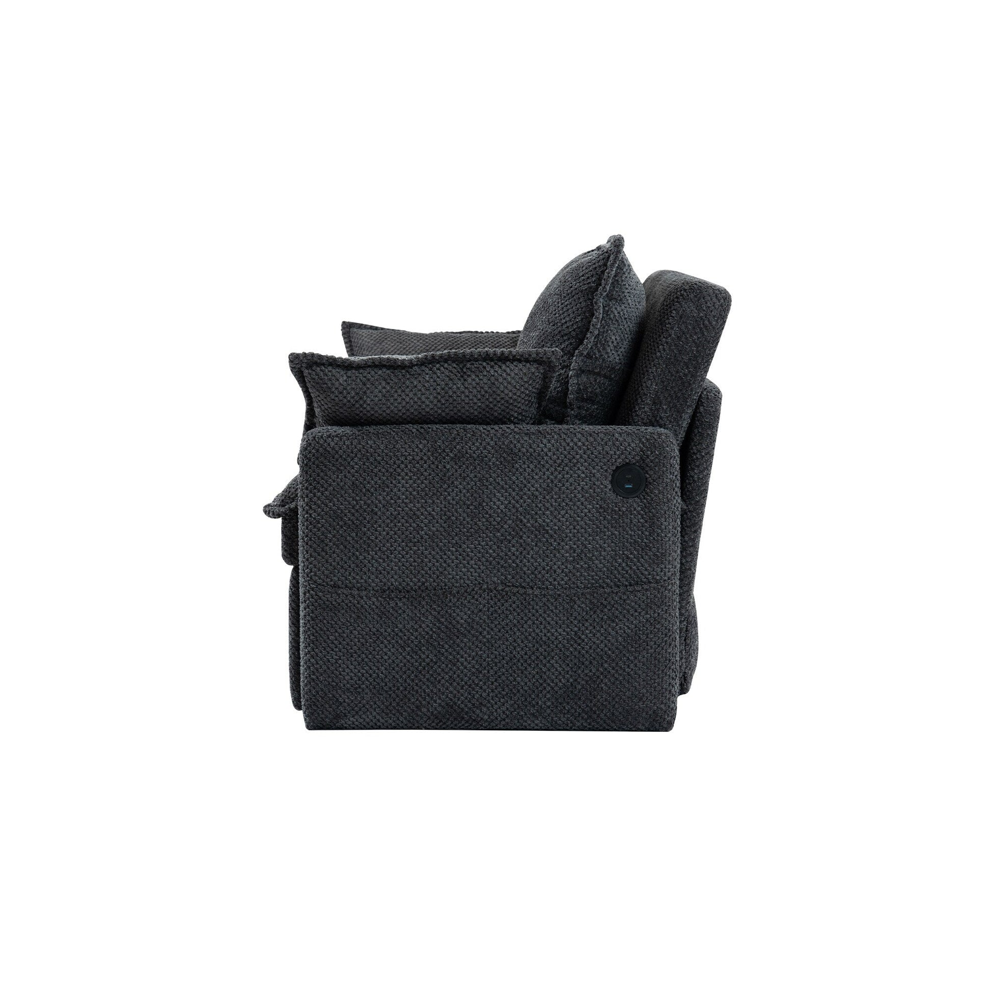59.5 Corduroy Convertible Sofa Bed with Pull-Out Sleeper, USB/C-Type Charging Ports, and Side Storage
