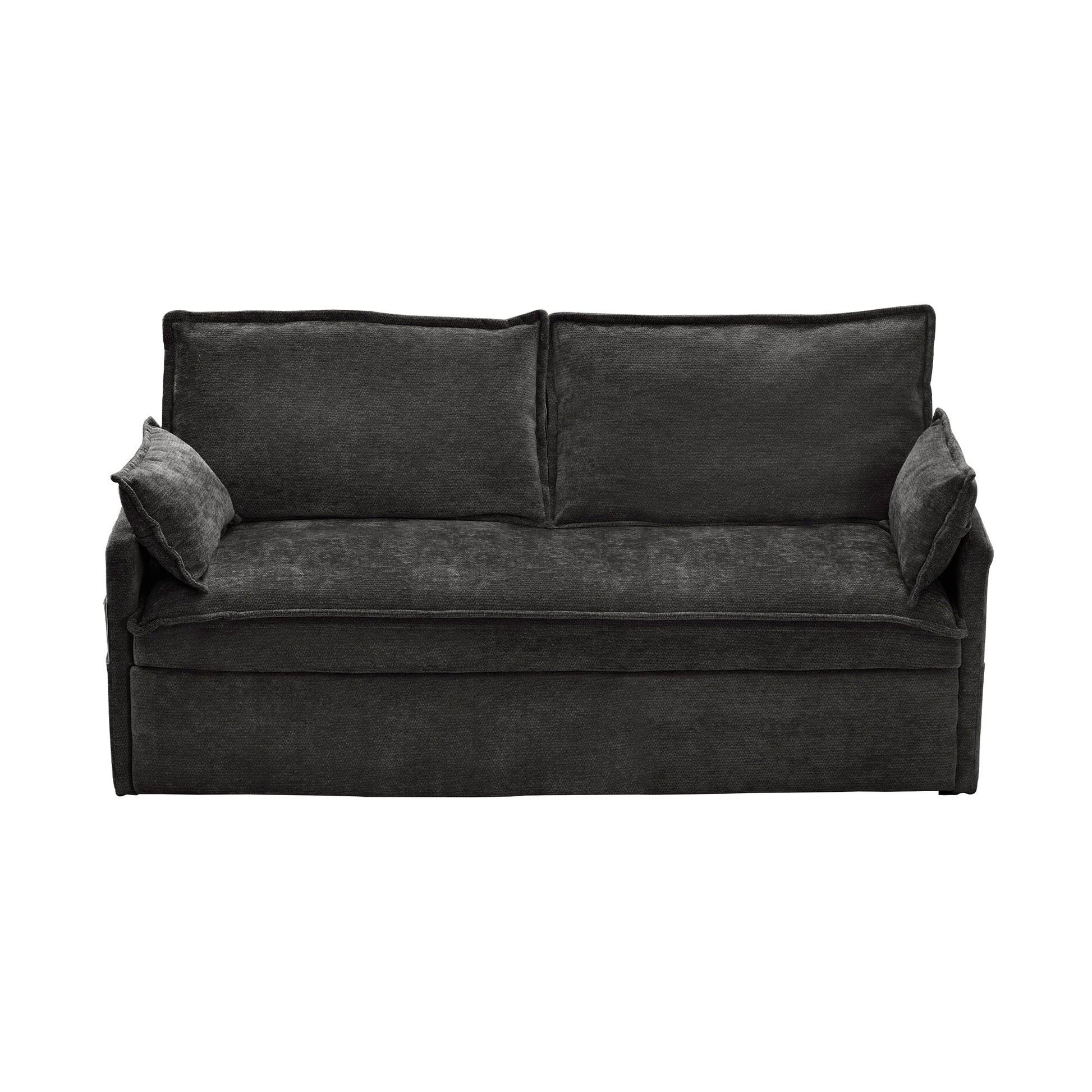 59.5 Corduroy Convertible Sofa Bed with Pull-Out Sleeper, USB/C-Type Charging Ports, and Side Storage
