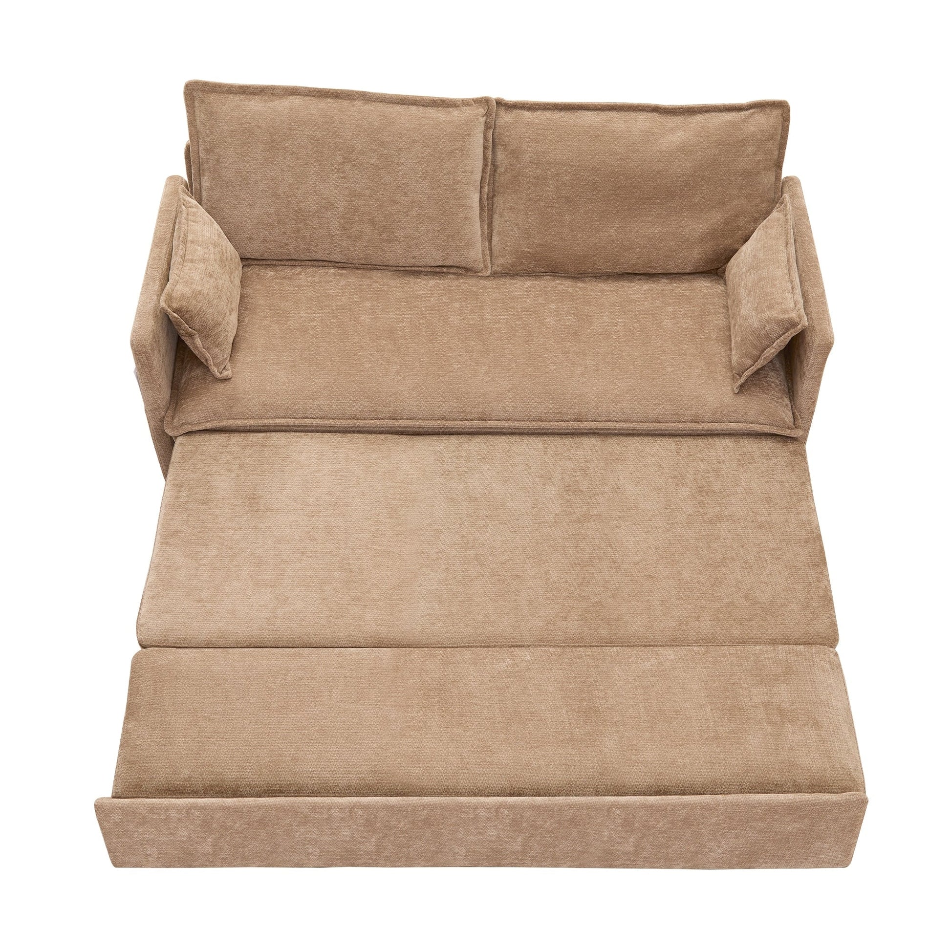 59.5 Corduroy Convertible Sofa Bed with Pull-Out Sleeper, USB/C-Type Charging Ports, and Side Storage
