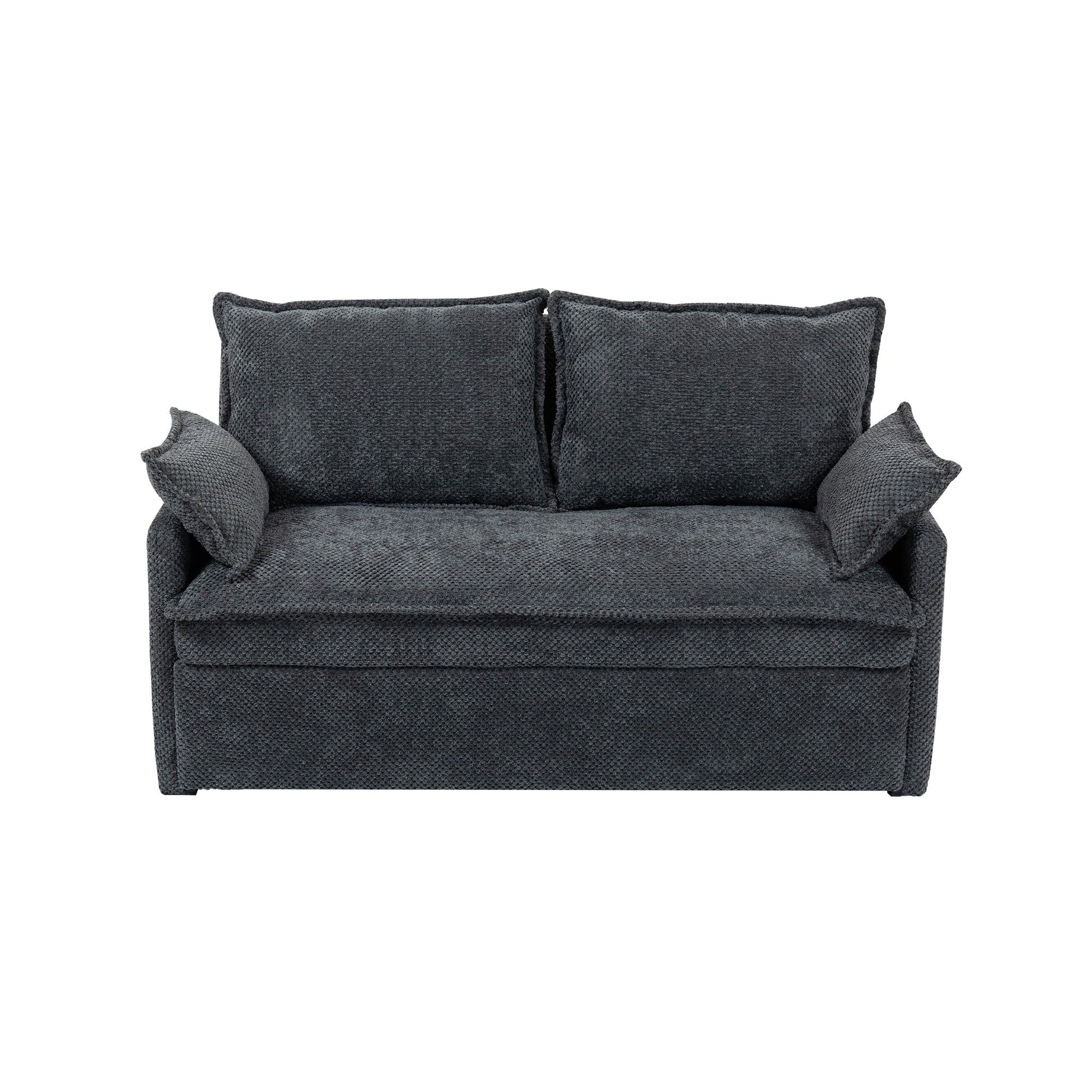 59.5 Corduroy Convertible Sofa Bed with Pull-Out Sleeper, USB/C-Type Charging Ports, and Side Storage