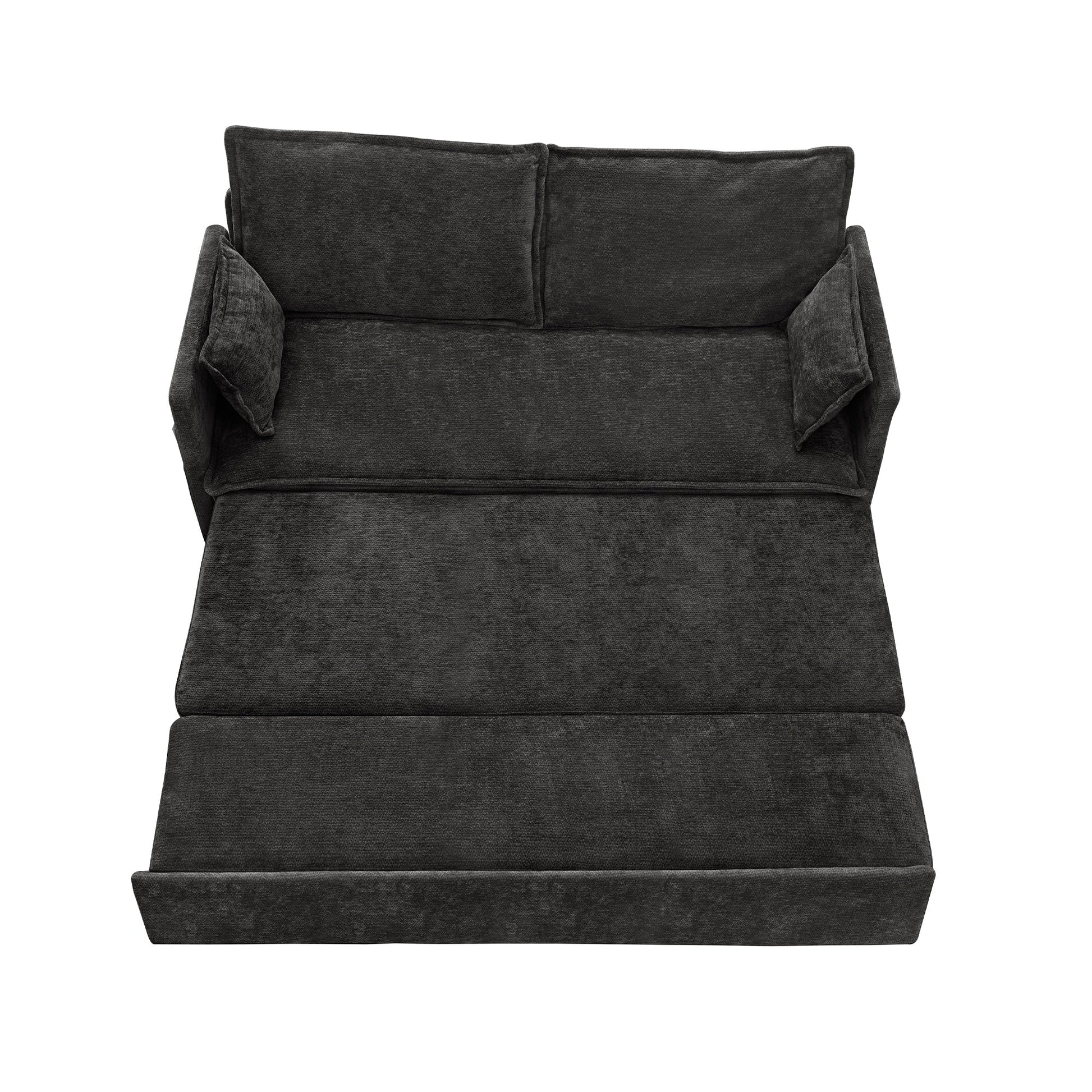 59.5 Corduroy Convertible Sofa Bed with Pull-Out Sleeper, USB/C-Type Charging Ports, and Side Storage