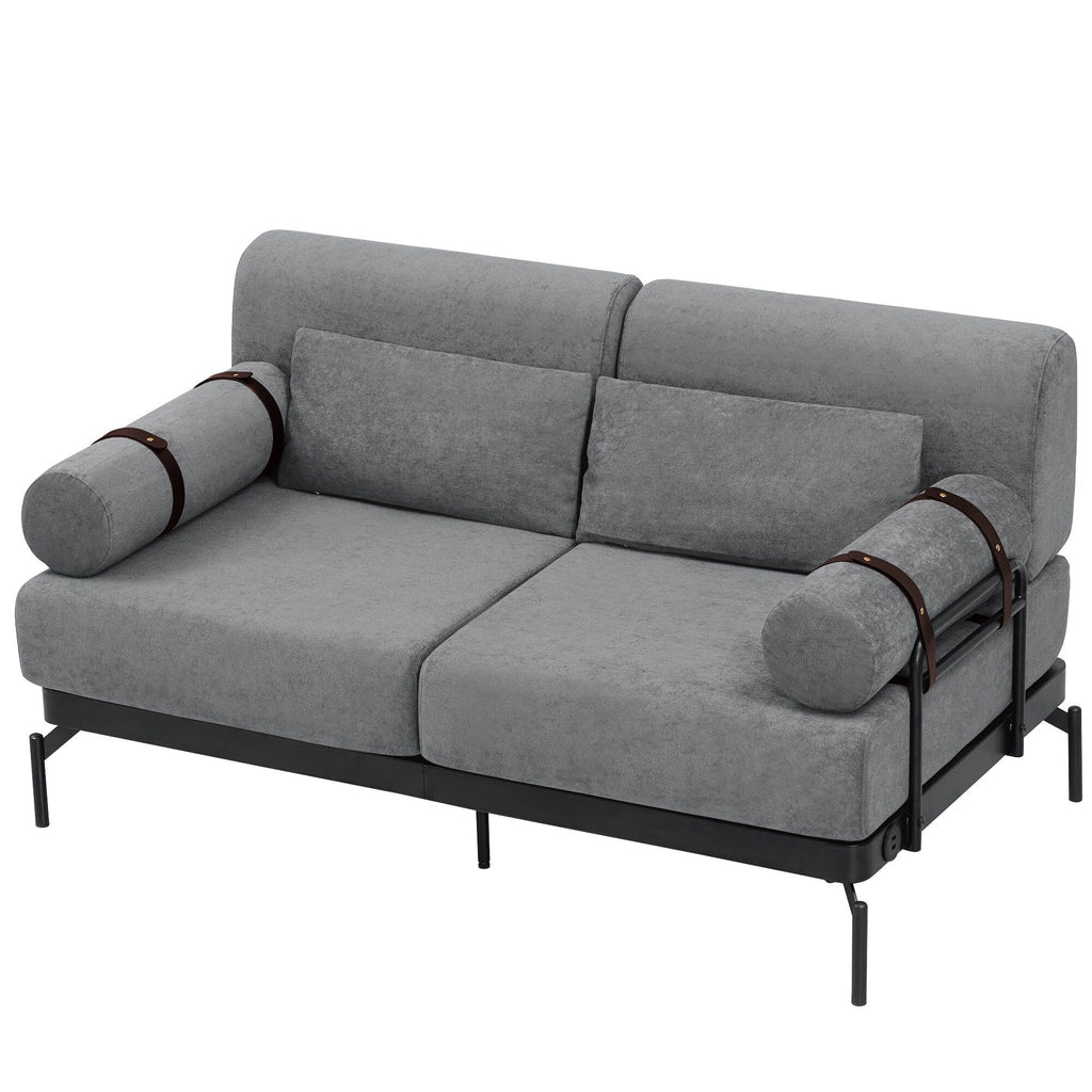 59 Chenille Modern Loveseat Sofa with USB Charging Ports, Cylindrical Armrests, and 440lb Capacity