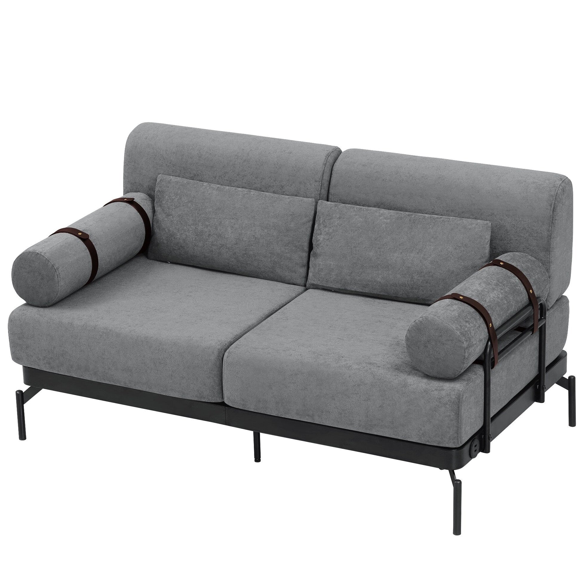 59 Chenille Modern Loveseat Sofa with USB Charging Ports, Cylindrical Armrests, and 440lb Capacity