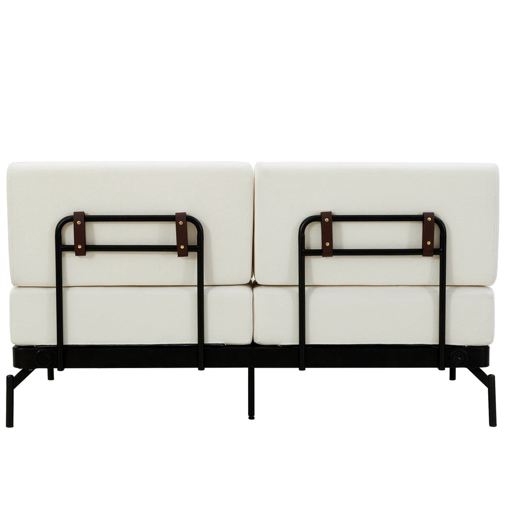 59 Chenille Modern Loveseat Sofa with USB Charging Ports, Cylindrical Armrests, and 440lb Capacity