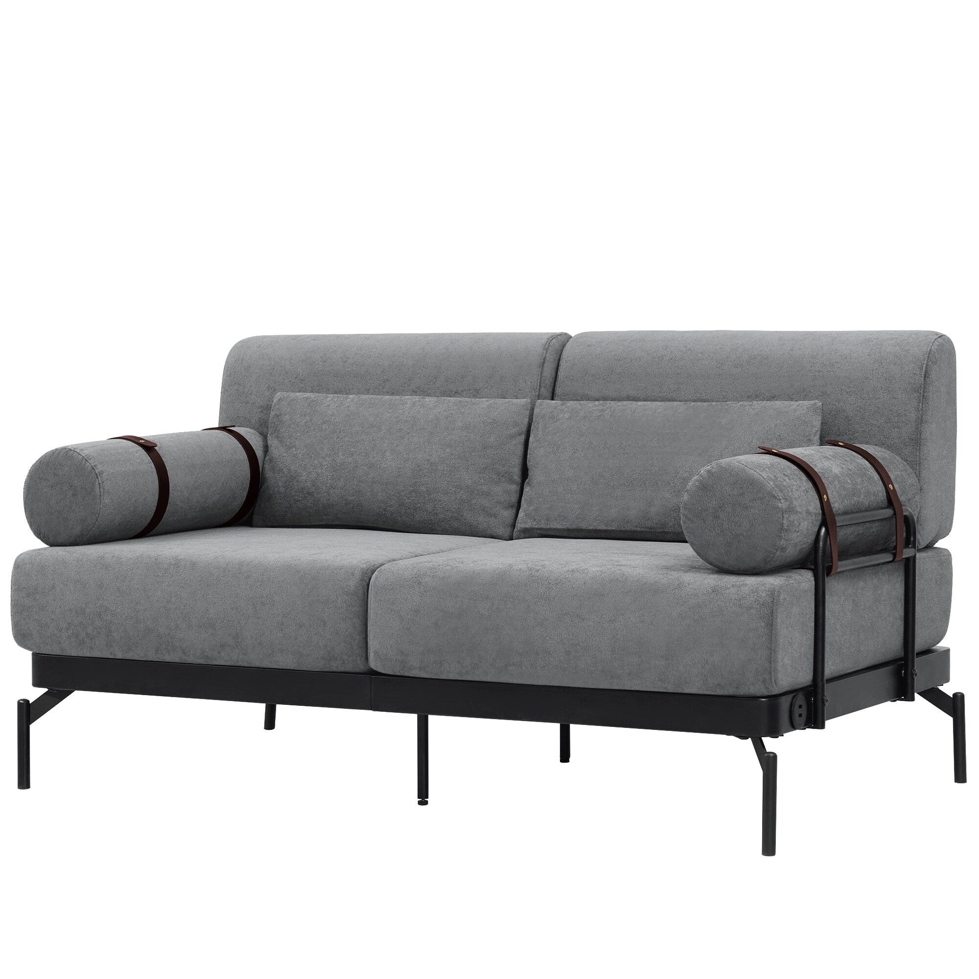 59 Chenille Modern Loveseat Sofa with USB Charging Ports, Cylindrical Armrests, and 440lb Capacity