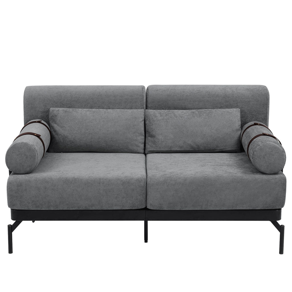 59 Chenille Modern Loveseat Sofa with USB Charging Ports, Cylindrical Armrests, and 440lb Capacity