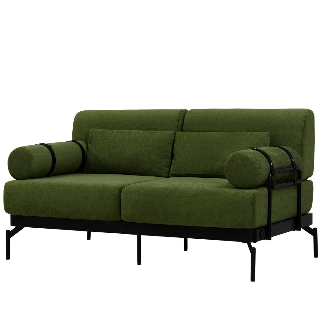 59 Chenille Modern Loveseat Sofa with USB Charging Ports, Cylindrical Armrests, and 440lb Capacity