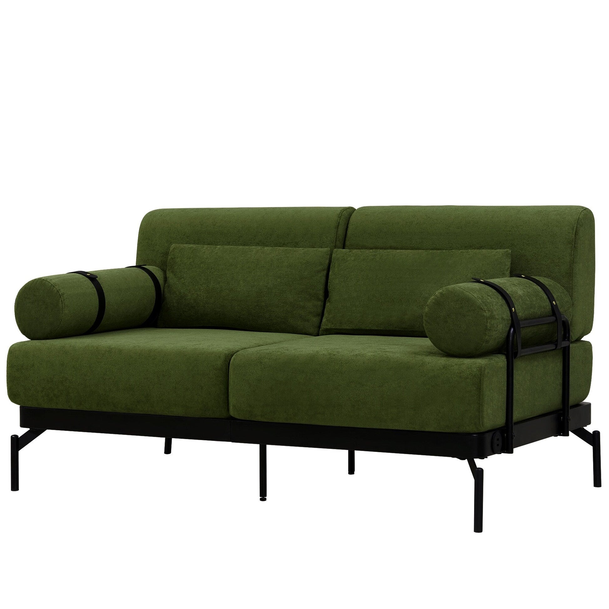 59 Chenille Modern Loveseat Sofa with USB Charging Ports, Cylindrical Armrests, and 440lb Capacity