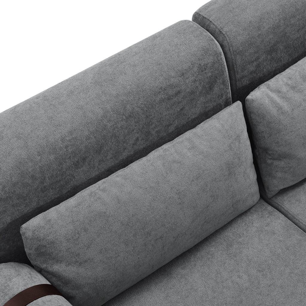 59 Chenille Modern Loveseat Sofa with USB Charging Ports, Cylindrical Armrests, and 440lb Capacity