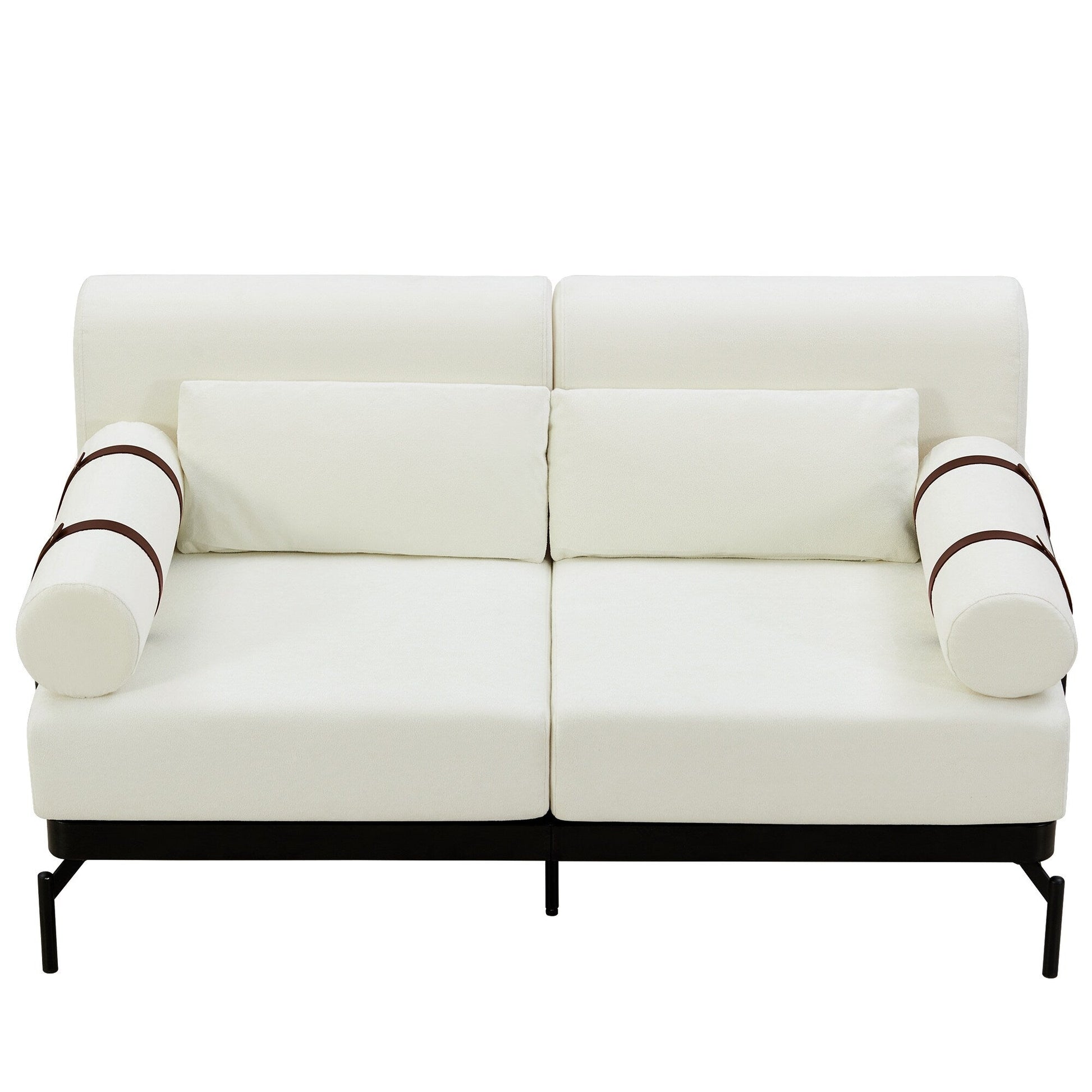 59 Chenille Modern Loveseat Sofa with USB Charging Ports, Cylindrical Armrests, and 440lb Capacity