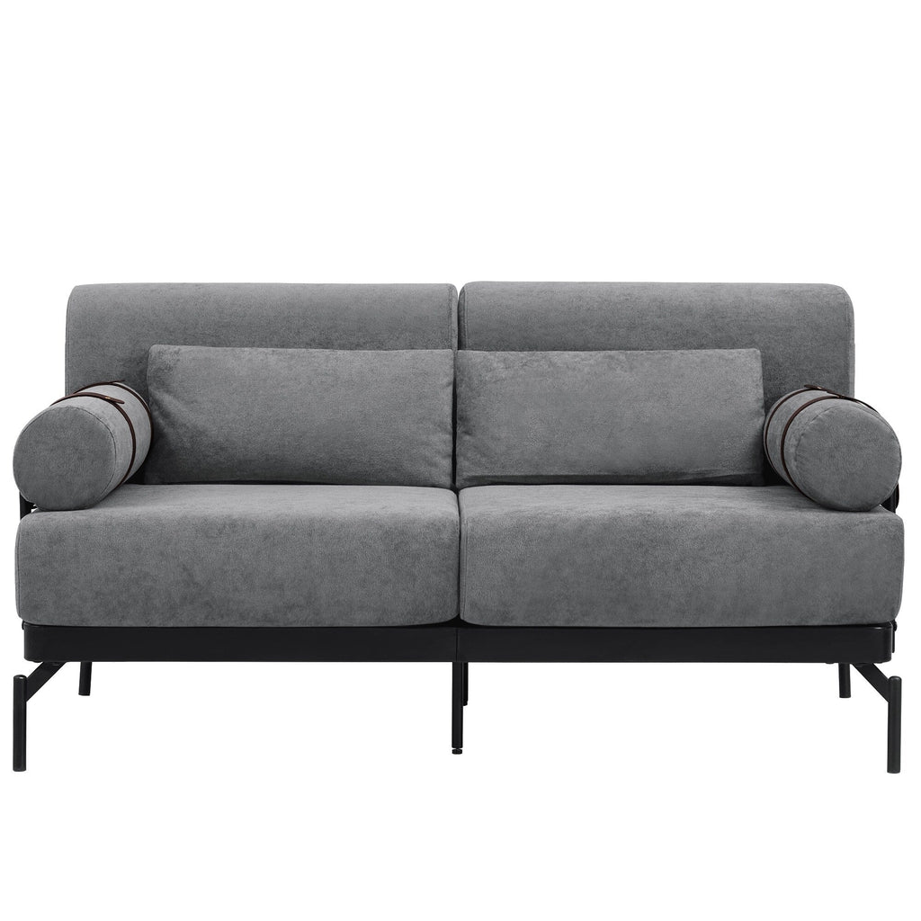 59 Chenille Modern Loveseat Sofa with USB Charging Ports, Cylindrical Armrests, and 440lb Capacity