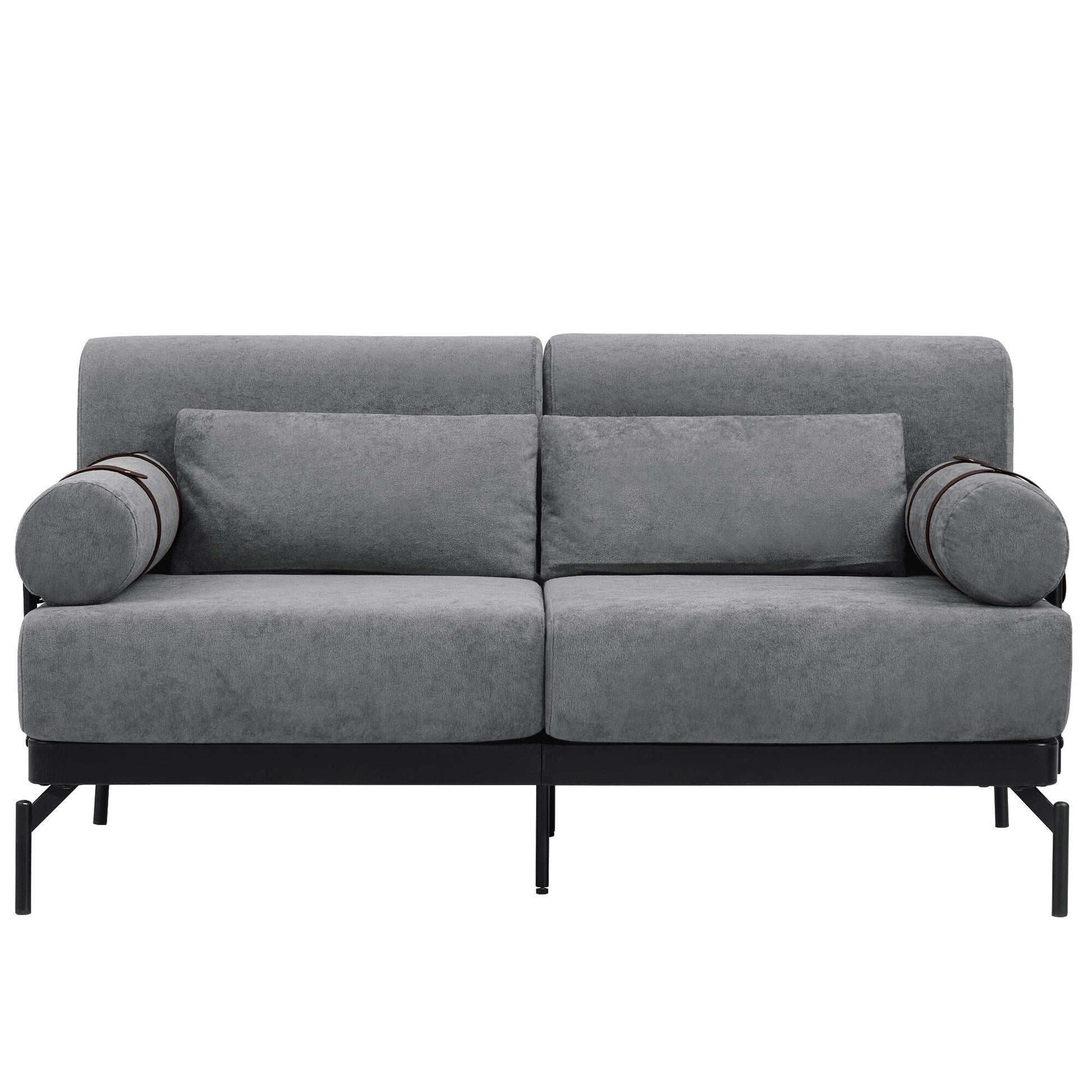 59 Chenille Modern Loveseat Sofa with USB Charging Ports, Cylindrical Armrests, and 440lb Capacity