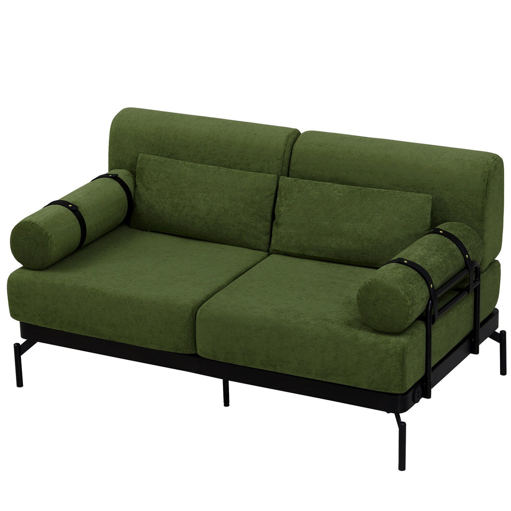 59 Chenille Modern Loveseat Sofa with USB Charging Ports, Cylindrical Armrests, and 440lb Capacity