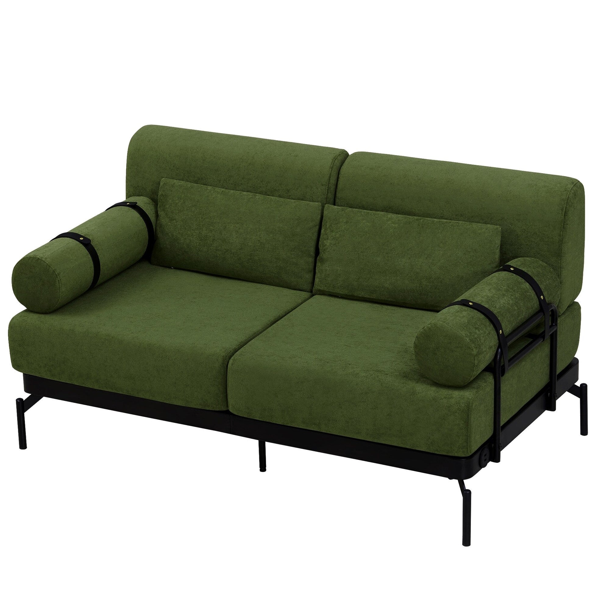59 Chenille Modern Loveseat Sofa with USB Charging Ports, Cylindrical Armrests, and 440lb Capacity