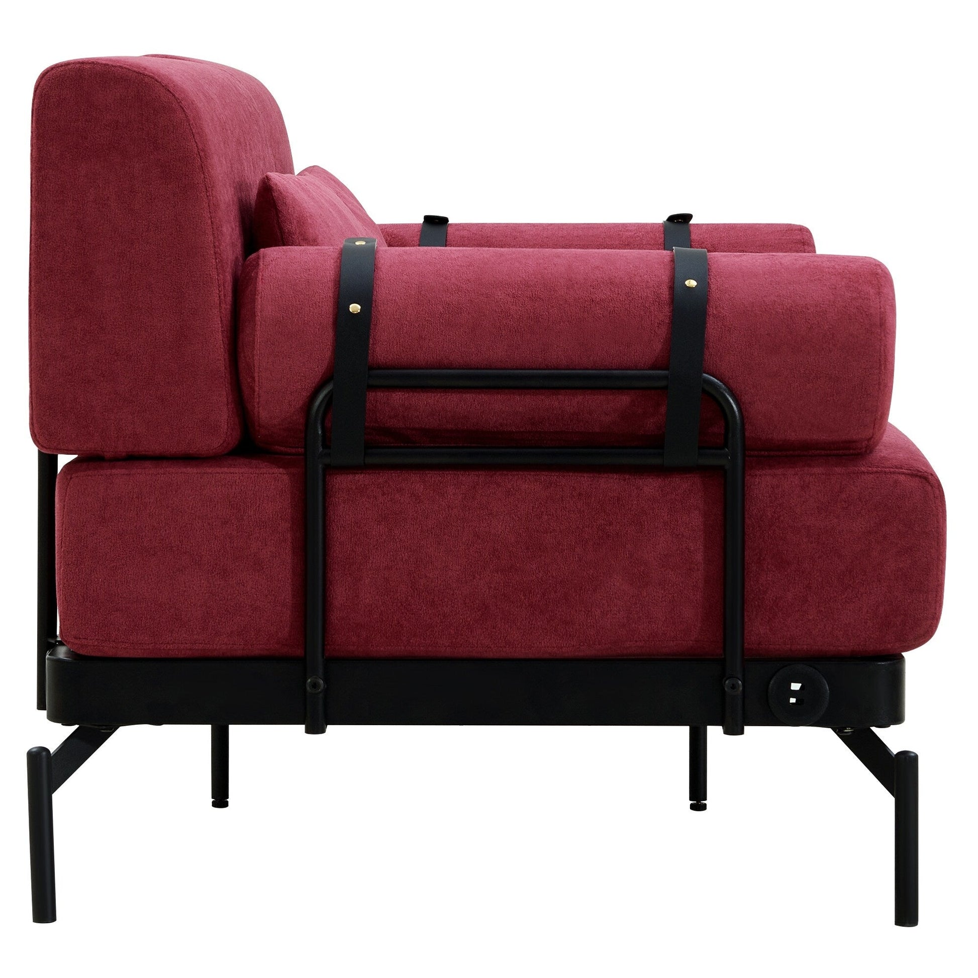 59 Chenille Modern Loveseat Sofa with USB Charging Ports, Cylindrical Armrests, and 440lb Capacity