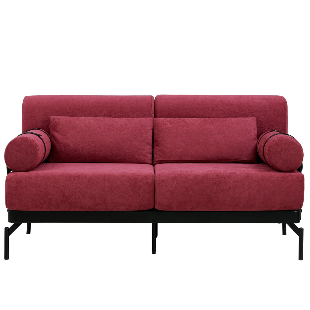 59 Chenille Modern Loveseat Sofa with USB Charging Ports, Cylindrical Armrests, and 440lb Capacity