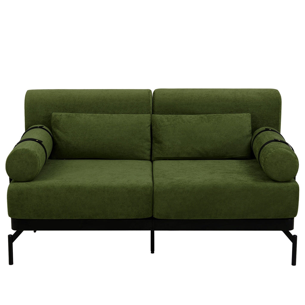 59 Chenille Modern Loveseat Sofa with USB Charging Ports, Cylindrical Armrests, and 440lb Capacity