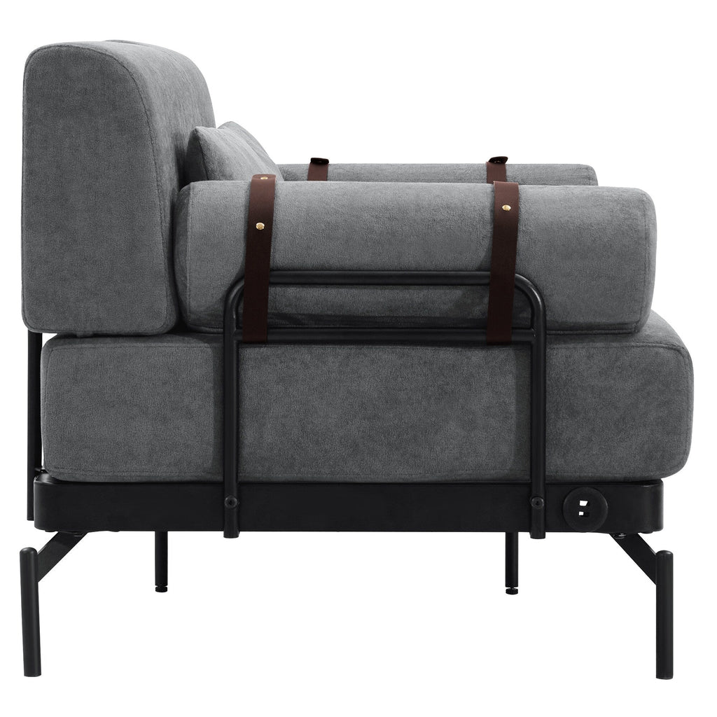 59 Chenille Modern Loveseat Sofa with USB Charging Ports, Cylindrical Armrests, and 440lb Capacity