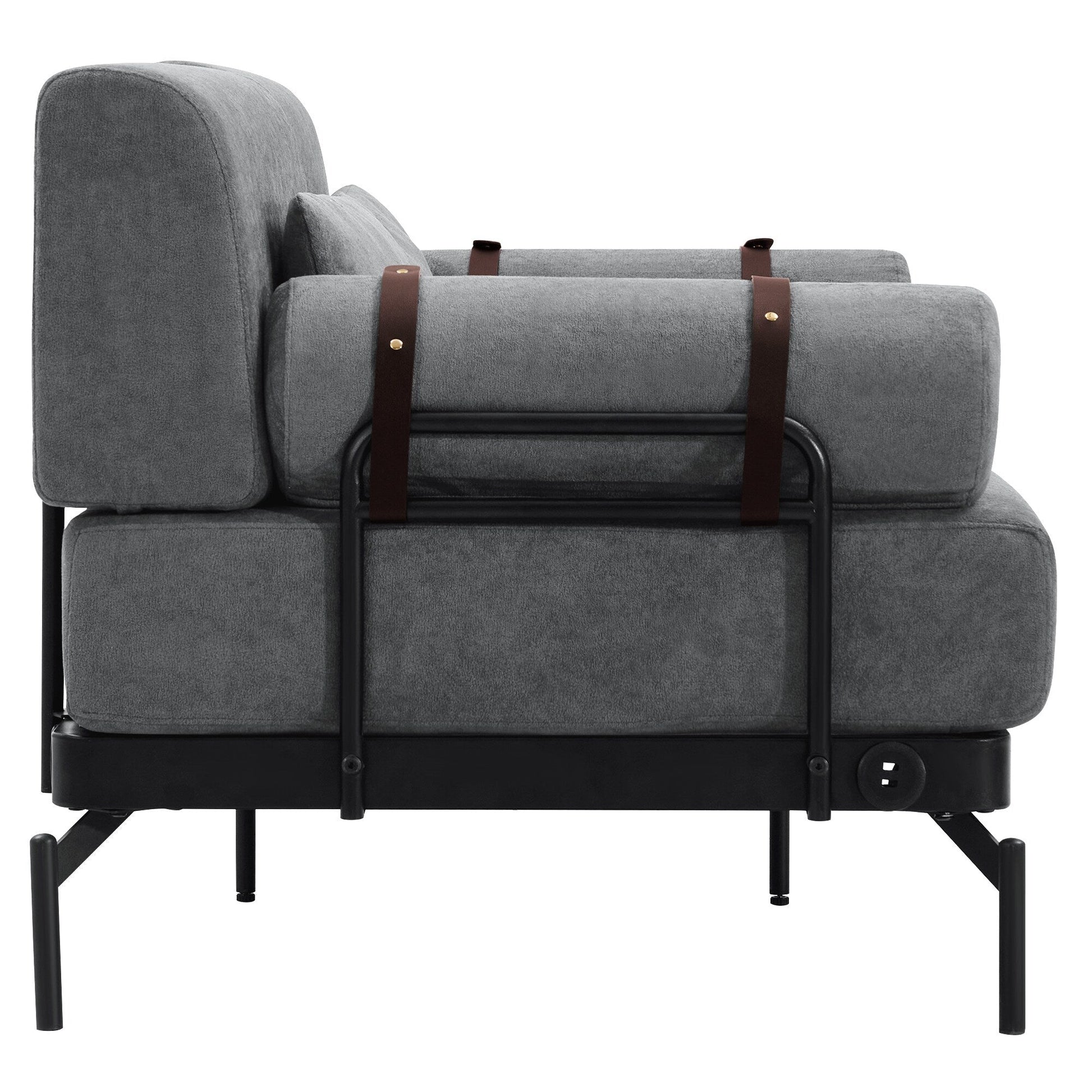 59 Chenille Modern Loveseat Sofa with USB Charging Ports, Cylindrical Armrests, and 440lb Capacity