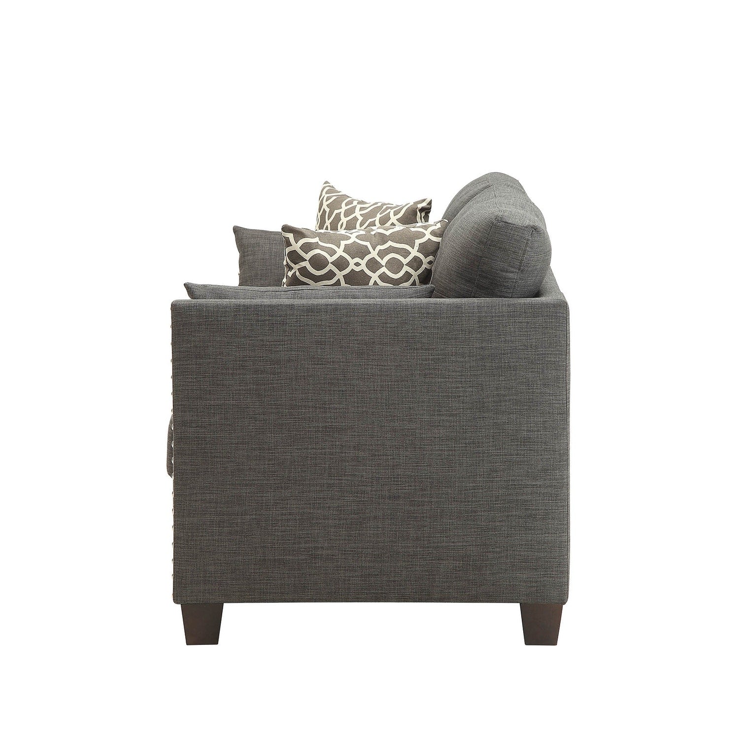 Canapé Loveseat en lin de 59 pouces avec 4 coussins et clous cloutés pour les salons