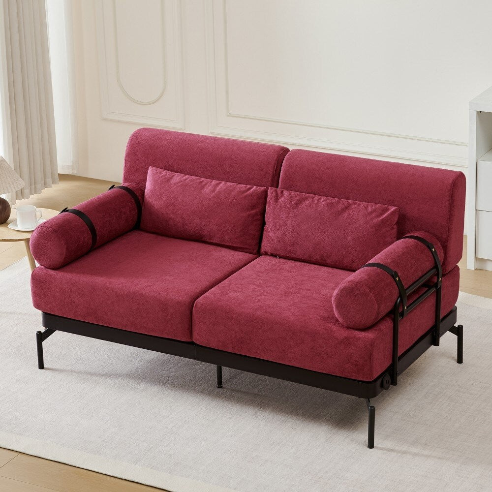 Canapé 2 places moderne 59 avec ports USB flexibles et accoudoirs cylindriques