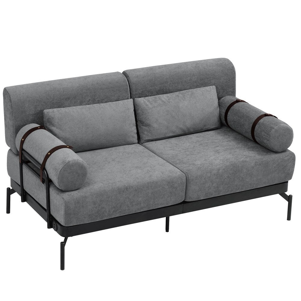 Canapé 2 places moderne 59 avec ports USB flexibles et accoudoirs cylindriques