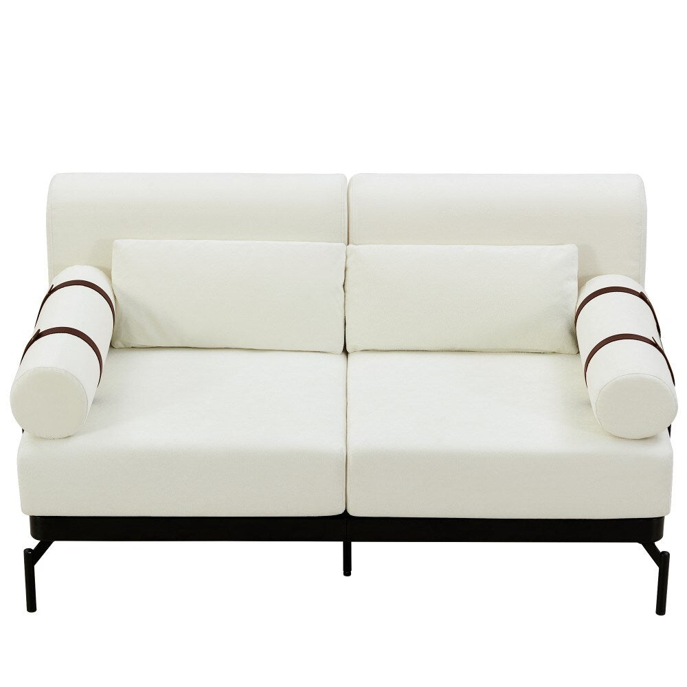 Canapé 2 places moderne 59 avec ports USB flexibles et accoudoirs cylindriques