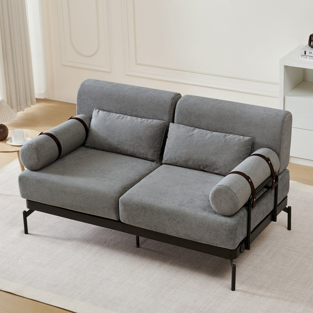 Canapé 2 places moderne 59 avec ports USB flexibles et accoudoirs cylindriques