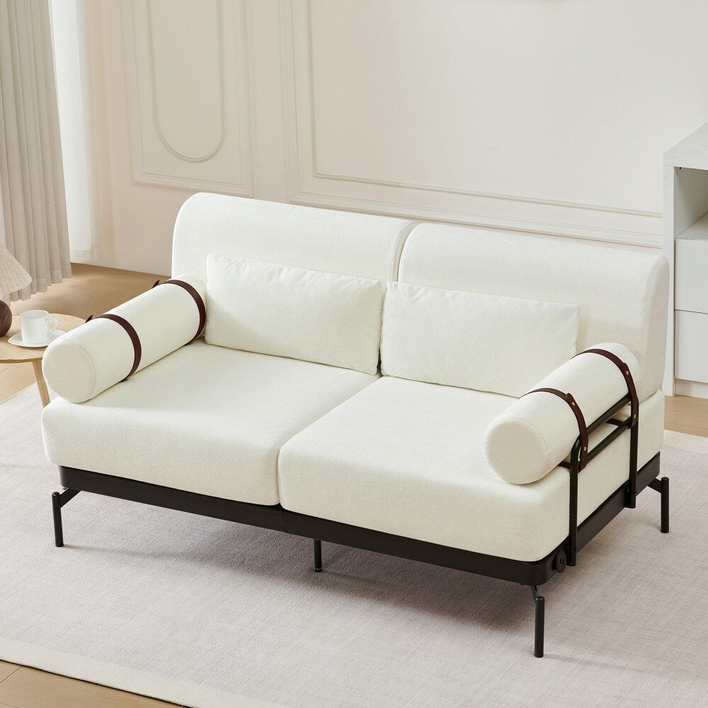Canapé 2 places moderne 59 avec ports USB flexibles et accoudoirs cylindriques