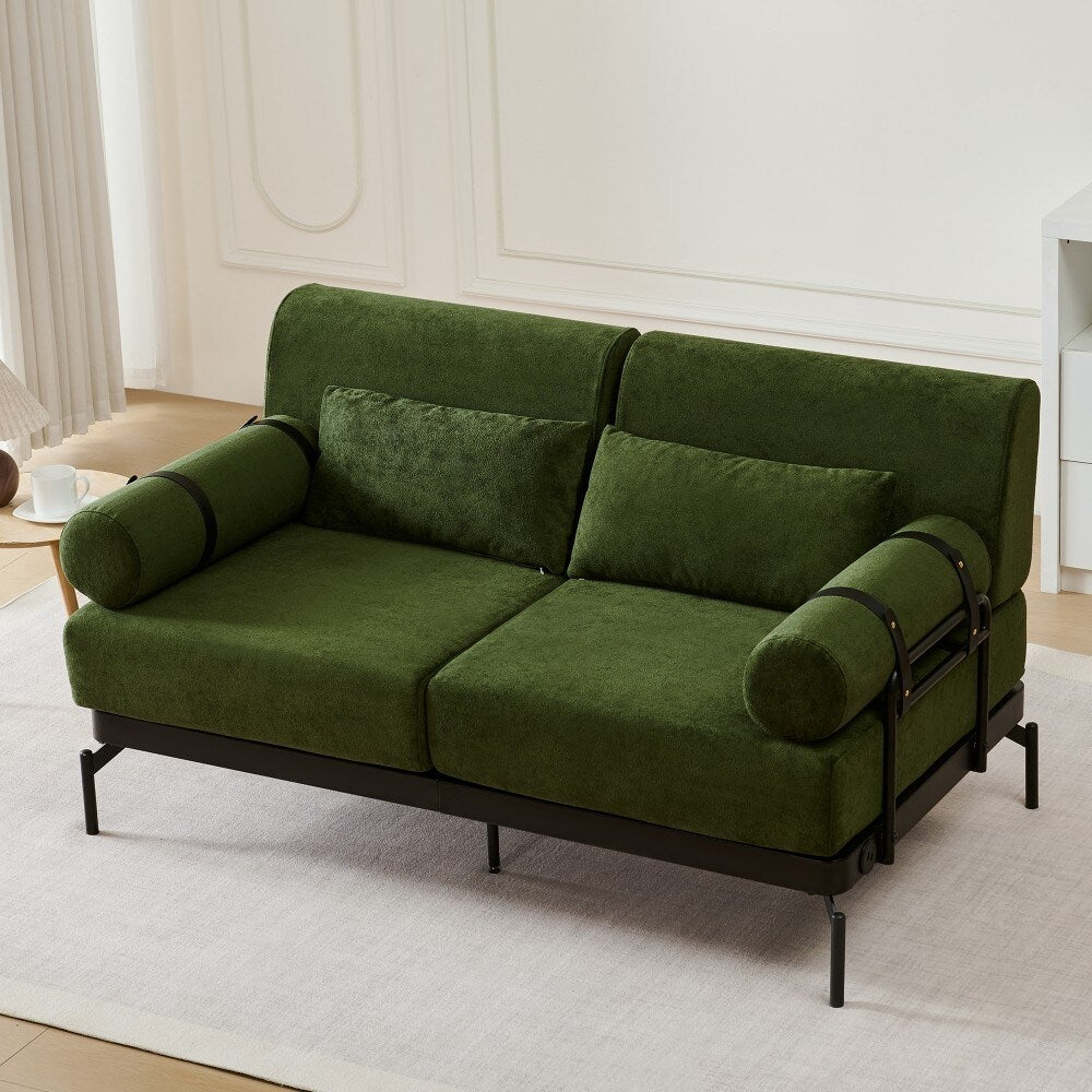 Canapé 2 places moderne 59 avec ports USB flexibles et accoudoirs cylindriques