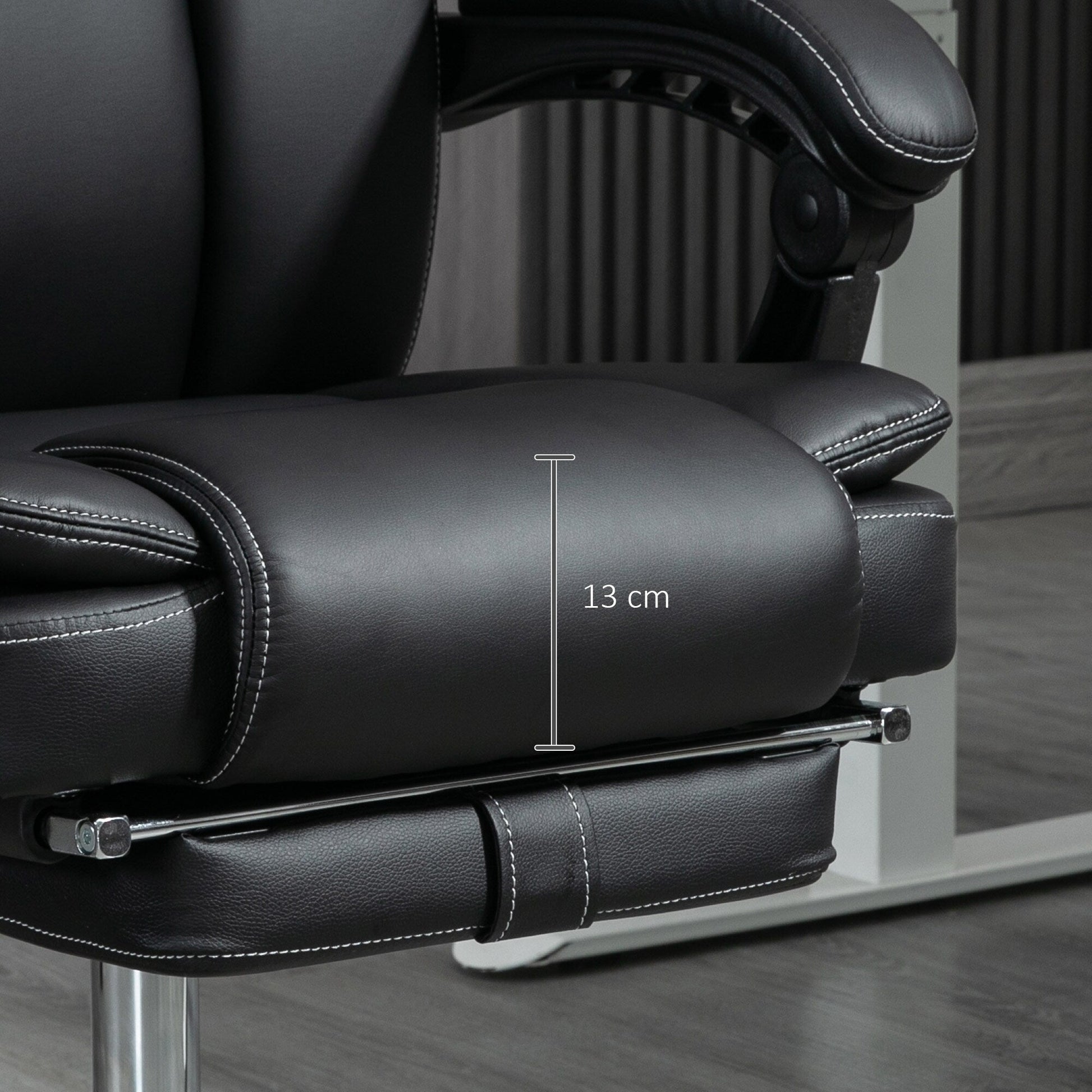6 Point Vibration Massage Office Chair Reclining PU Leather Upholstery Computer Chair with Lumbar Heating and Footrest