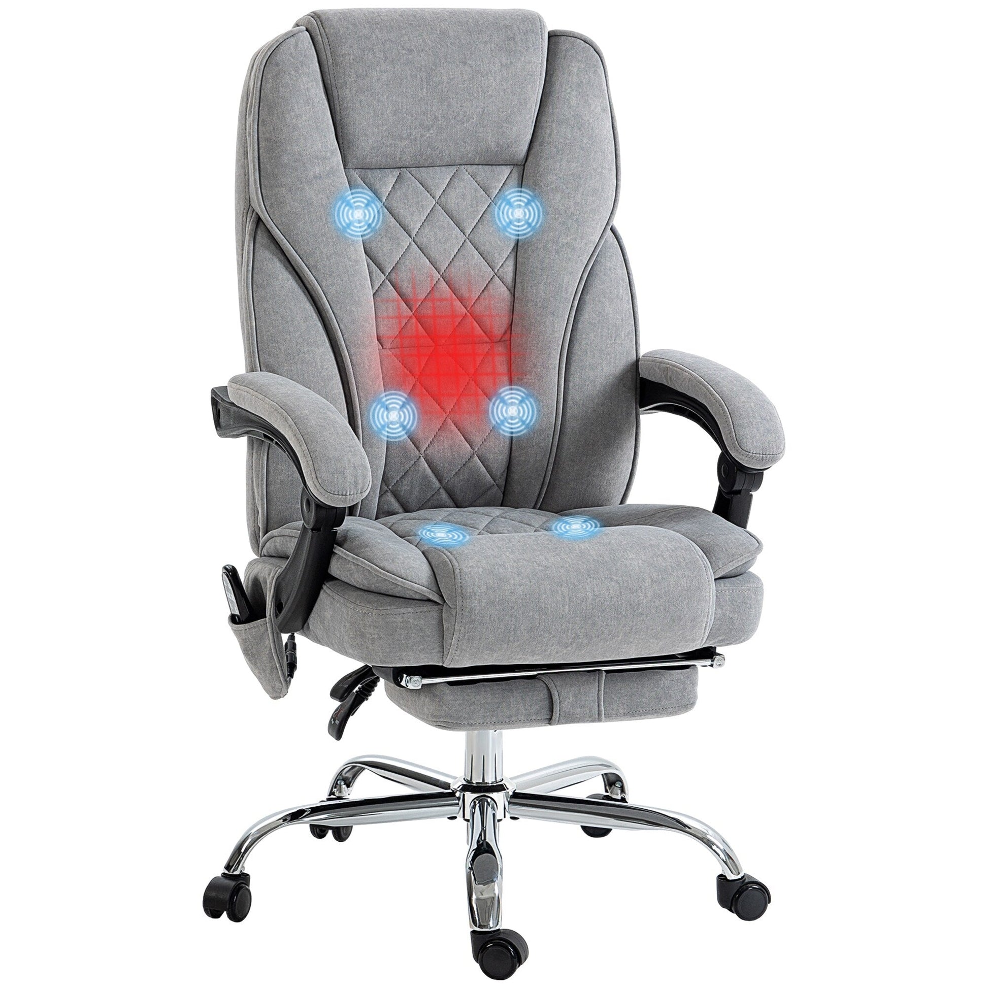 6 Point Vibration Massage Office Recliner Chair Ergonomic Swivel Computer Chair with Lumbar Heat, Footrest and Adjustable Height