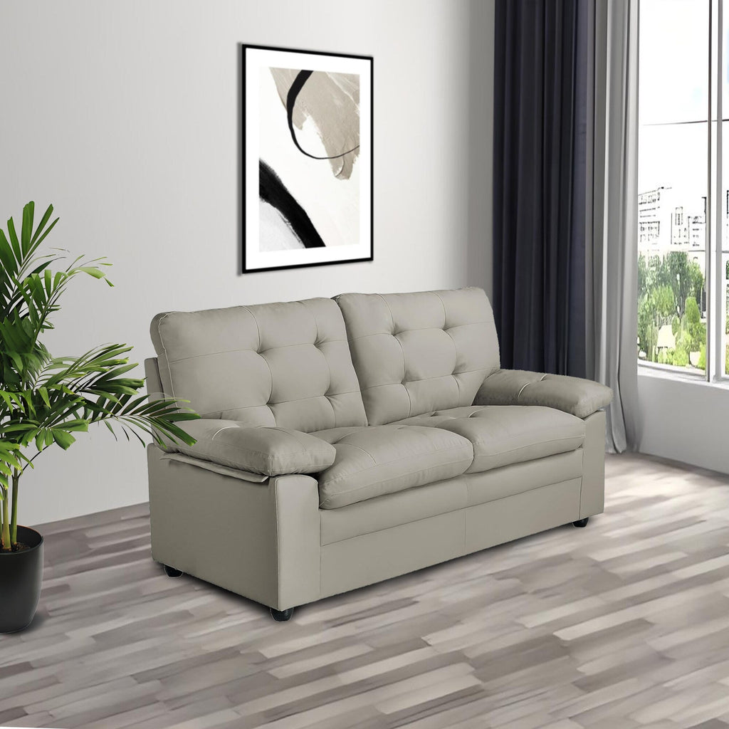 Canapé-lit à 2 places en simili cuir avec capitonnage et cadre en bois dur séché au four pour salon (60 pouces)