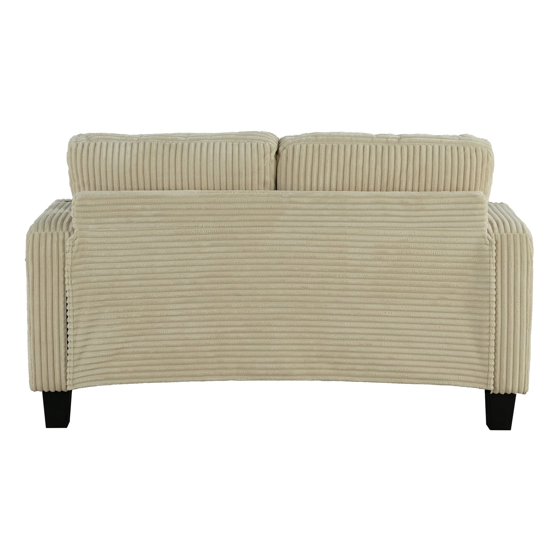Canapé 2 places contemporain en velours côtelé avec 2 coussins et porte-gobelets (61 pouces)