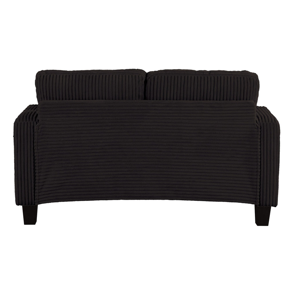Canapé 2 places contemporain en velours côtelé avec 2 coussins et porte-gobelets (61 pouces)