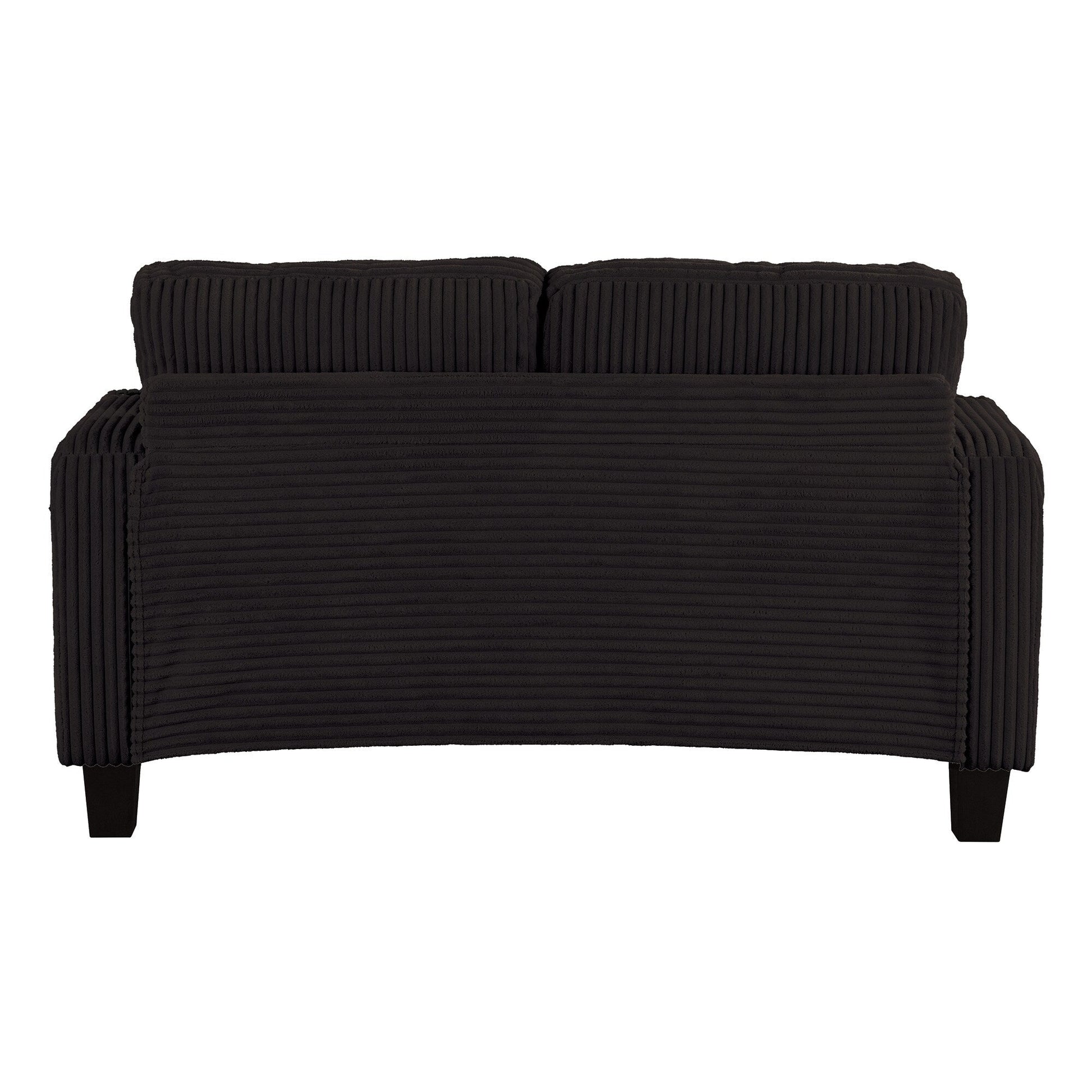 Canapé 2 places contemporain en velours côtelé avec 2 coussins et porte-gobelets (61 pouces)
