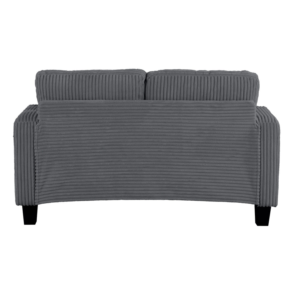 Canapé 2 places contemporain en velours côtelé avec 2 coussins et porte-gobelets (61 pouces)