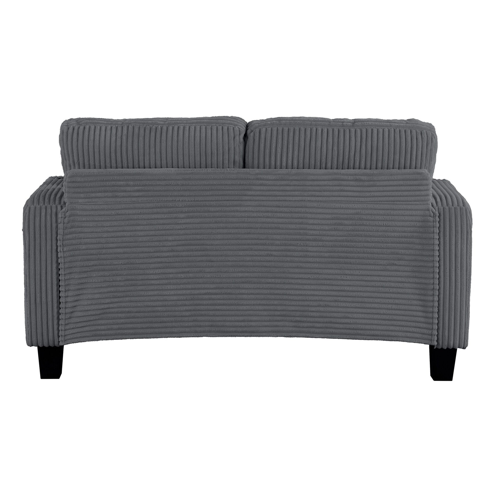 Canapé 2 places contemporain en velours côtelé avec 2 coussins et porte-gobelets (61 pouces)