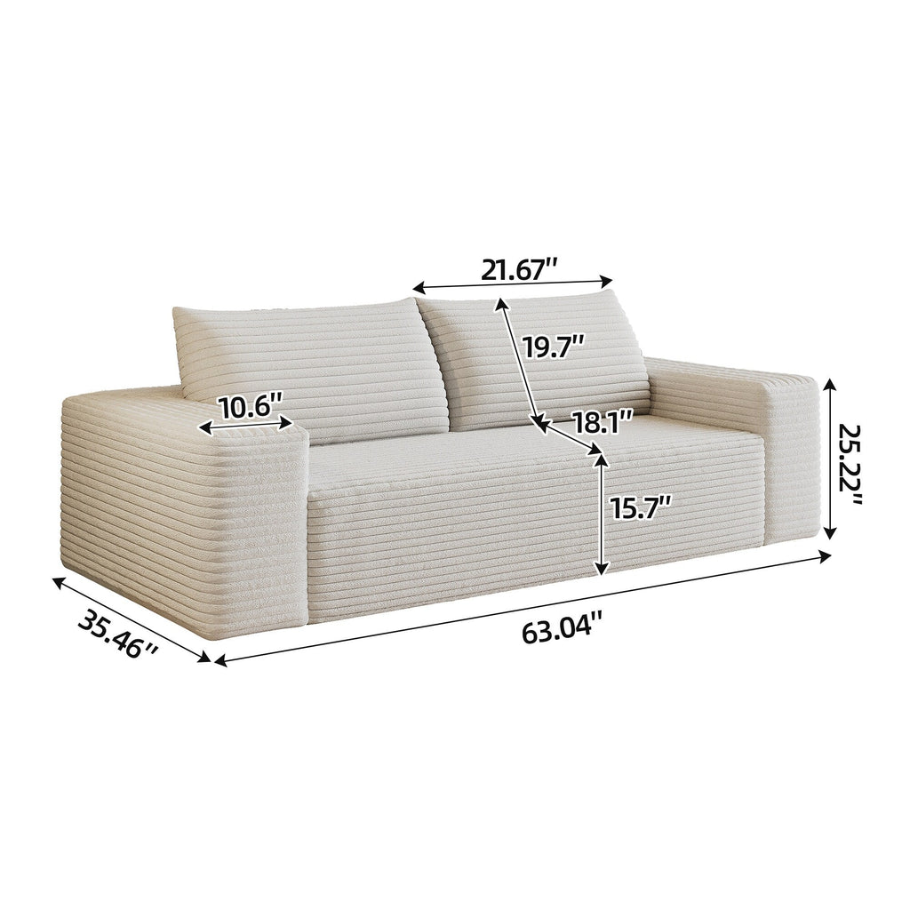 63 2 Setaser Canapé, Tissu Corduroy, Canapé Profond, Canapé Confortable, Pas d'Assemblage Nécessaire, 1 unité