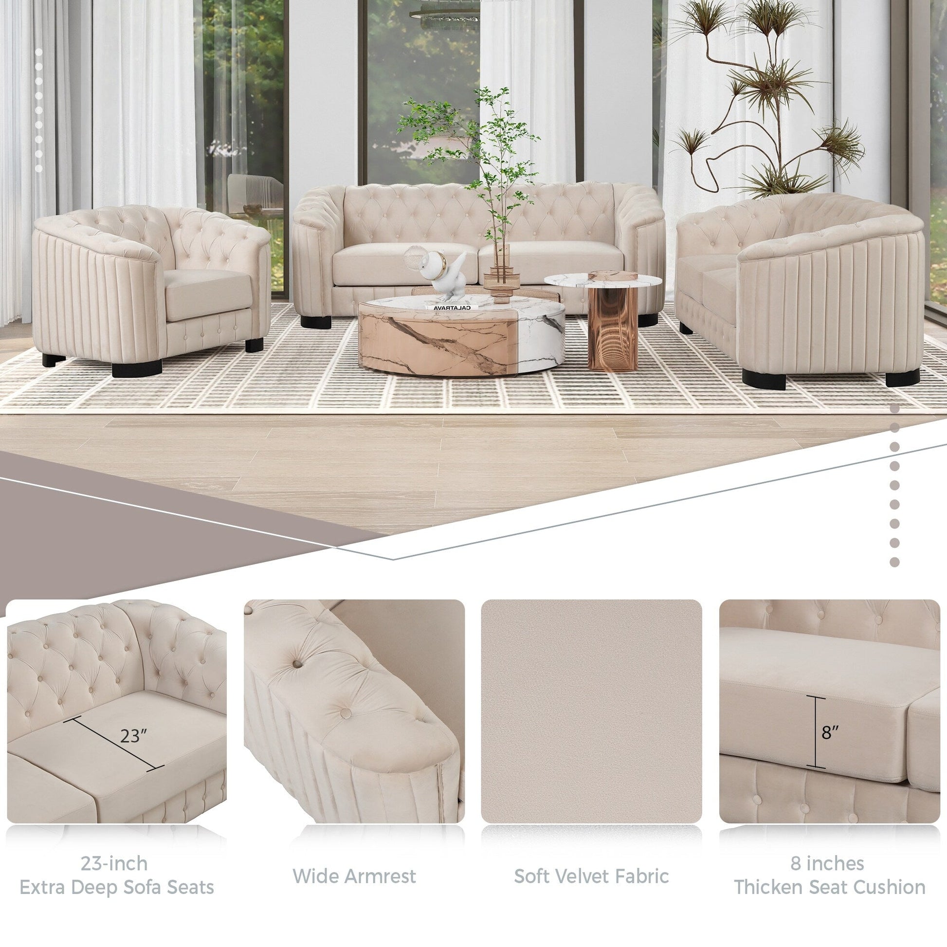 Canapé 2 places recouvert de velours, 64,3 pouces, canapé moderne avec coussins d'assise épais et amovibles, canapé 2 places pour 2 personnes.